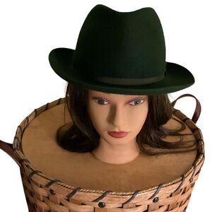 Borsalino Traveller Fur Felt Fedora Hat Green Made in Italy Water Repellent 60